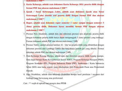 DATA YANG HARUS DISIAPKAN CALON SISWA